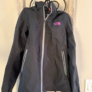 The North Face Dark Gray Jacket with Pink Logo